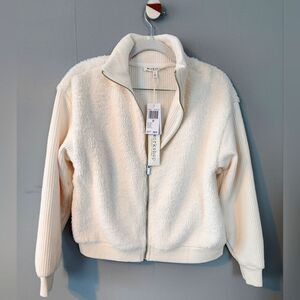 NWT Workshop Republic zip teddy sweater. White/Cream. Size Small